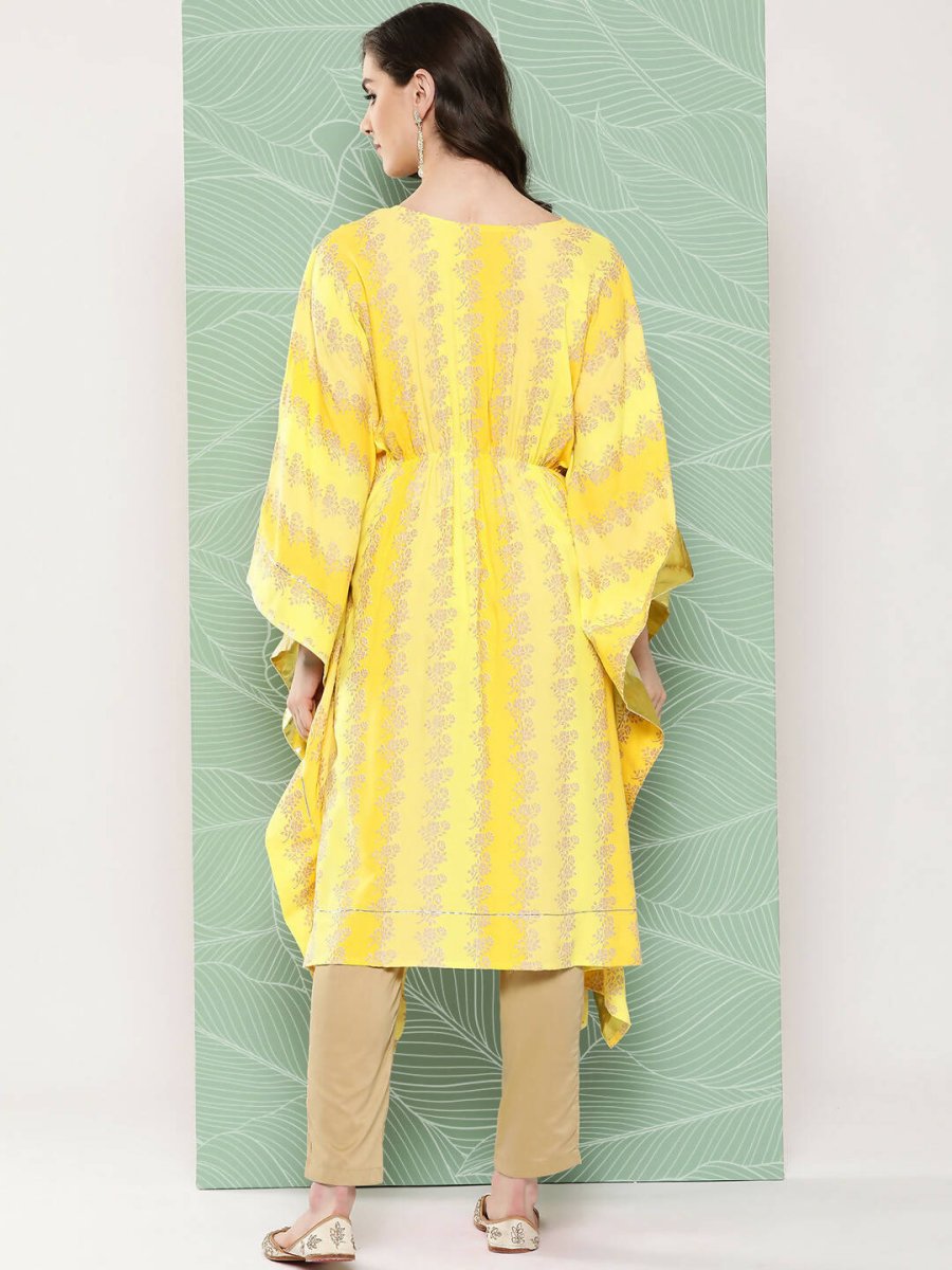 Ahalyaa Women's Traditional Wear kaftan Kurta - Yellow - Distacart
