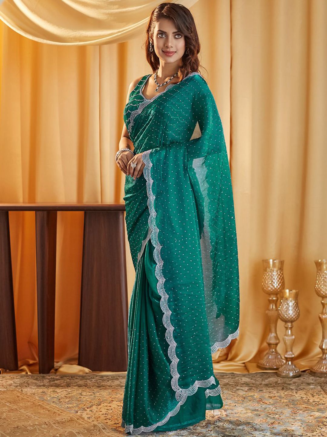 kasee Embellished Beads and Stones Pure Silk Saree - Distacart