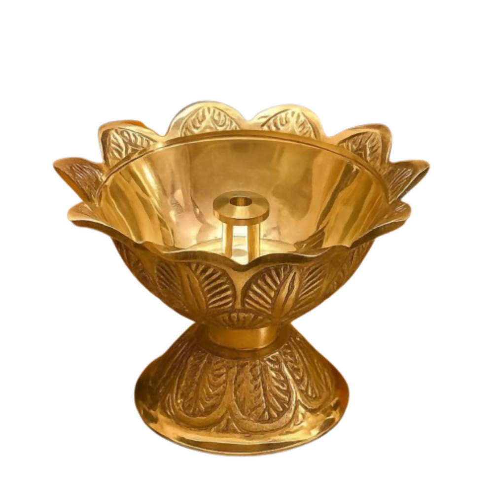 CraftVatika Brass Traditional Devdas Puja Lamp For Decor - Dista