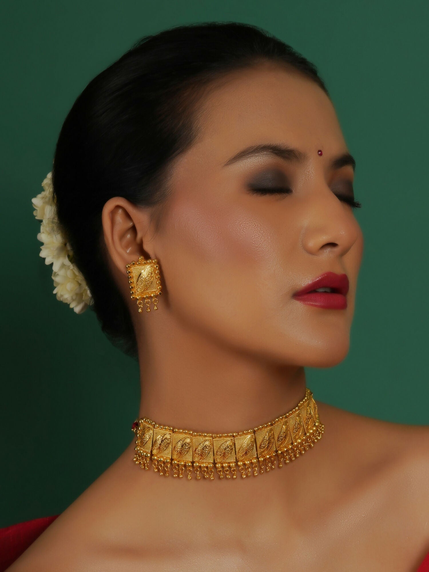 Gold plating jewellery set (Gold) - Ruby Raang - Distacart