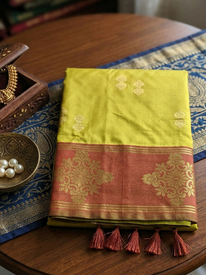 Shree Shyam Fashion Mustard Soft Silk Saree - Distacart