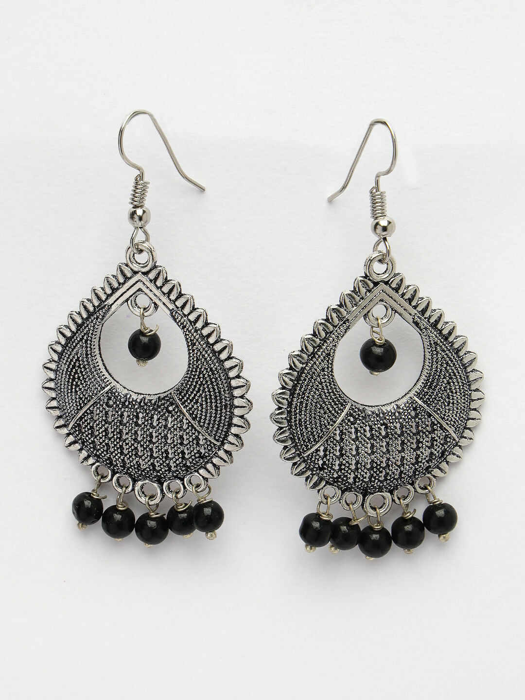 NVR Women's Silver-Plated Artificial Beads German Silver Oxidised Chandbali Earrings - Distacart