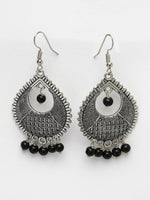 Thumbnail for NVR Women's Silver-Plated Artificial Beads German Silver Oxidised Chandbali Earrings - Distacart