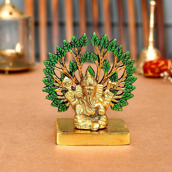 CraftVatika Metal Ganesha Idol Under Tree - Distacart