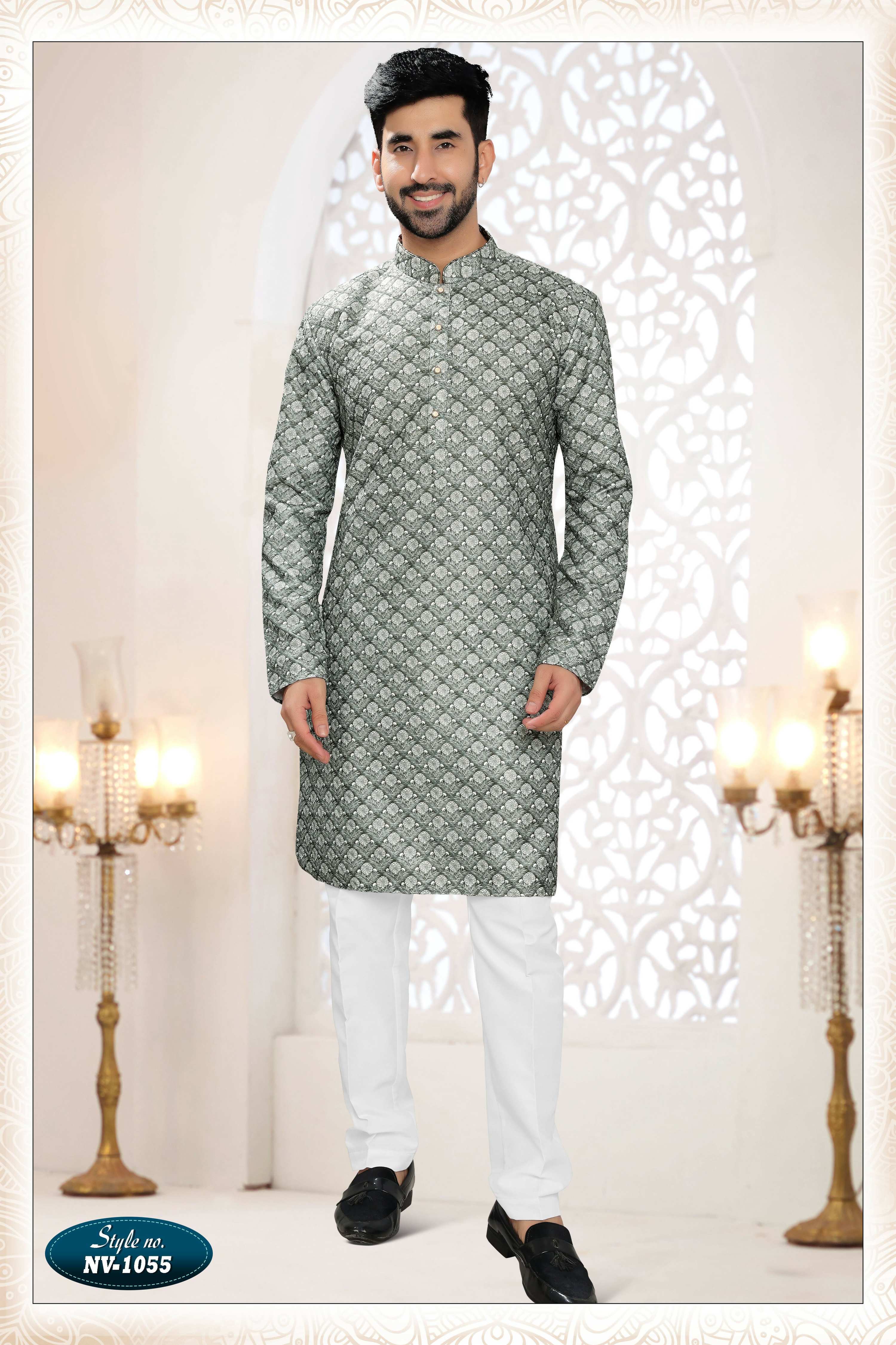 Joban Fashion Men's Green Straight Silk Thread Embroidery All Over Kurta Set - Distacart