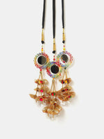 Thumbnail for Ruby Raang Gold Gota Pati Work And Colorful Pastel Hues Threads With Shell And Black Thread And Mirror Work - Distacart