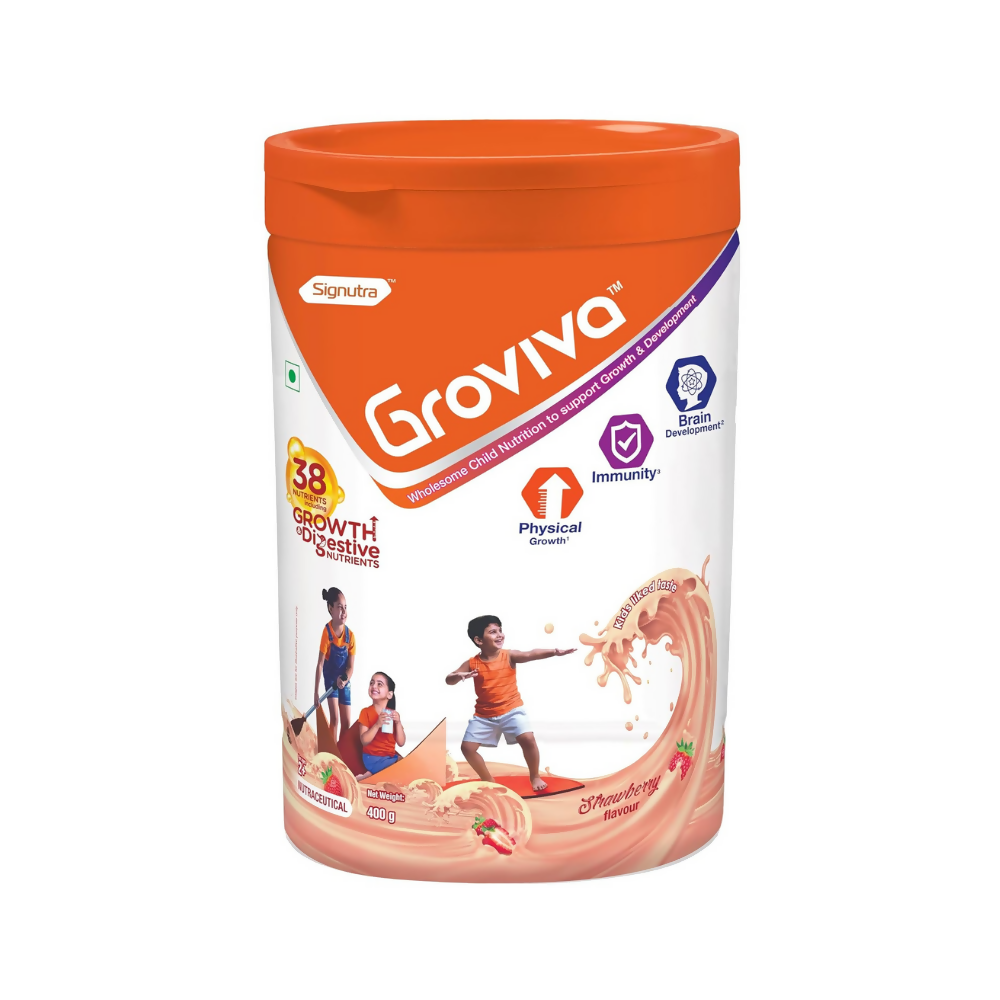 Groviva Customized Health & Nutrition Drink Powder For Kids - Strawberry Flavour - Distacart