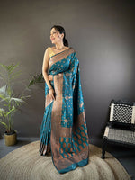 Thumbnail for Joban Fashion Banarasi Blue Woven Soft Silk Saree