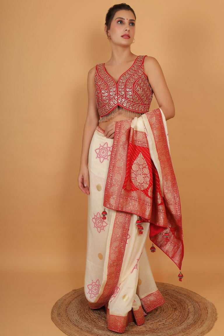 Joban Fashion Silk Zari And Sequence Work Padded Blouse - Red