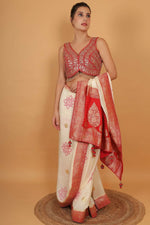 Thumbnail for Joban Fashion Silk Zari And Sequence Work Padded Blouse - Red