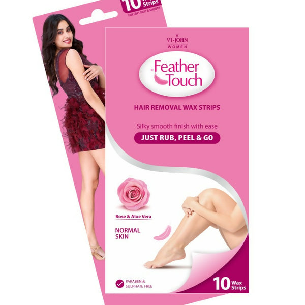 VI-JOHN Feather Touch Rose & Alevera Hair Removal Wax Strips for Normal Skin Praraben & Sulphate Free