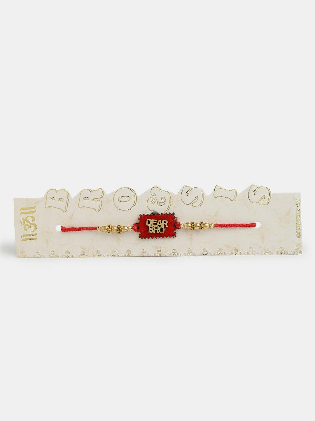 NVR Men Set of 4 Gold-Toned Stone-Studded & Beaded Rakhi With Roli Chawal & Chocolate - Distacart