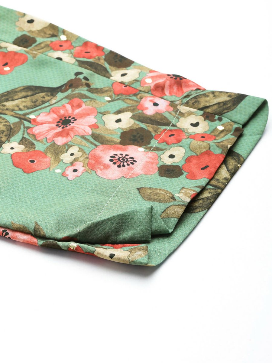 Ahalyaa Women's Traditional wear Kurta Set - Green - Distacart