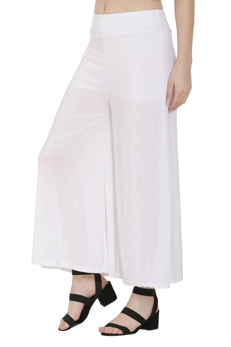 Asmaani White Color Lycra Fabric Flared Palazzo
