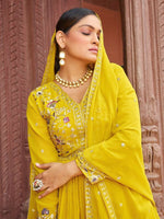 Thumbnail for Joban Fashion Yellow Readymade Kurta Set With Sequence embroidery Work