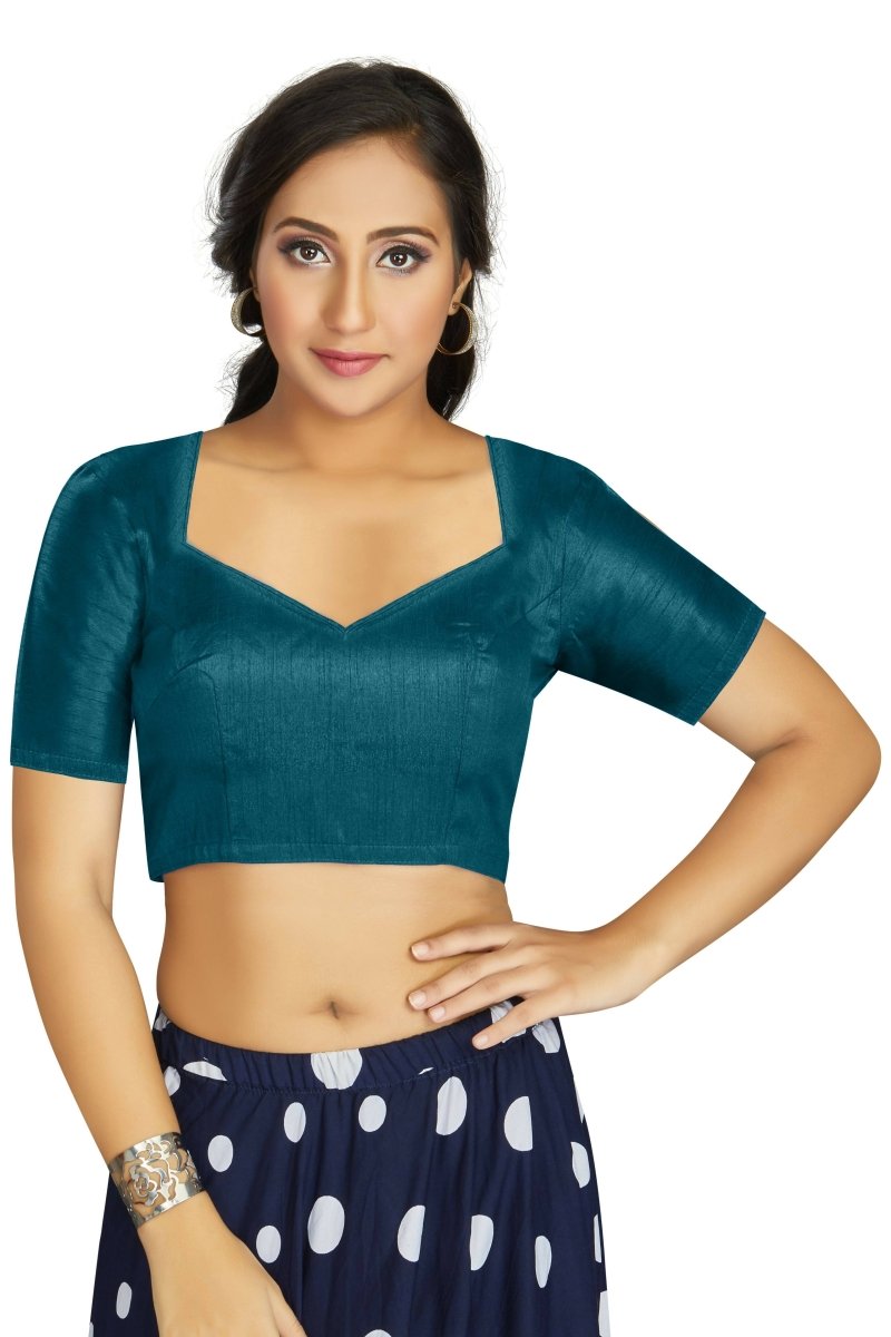 Aastha Fashion Women's Teal Art Silk Designer Traditional Readymade Blouse - Distacart