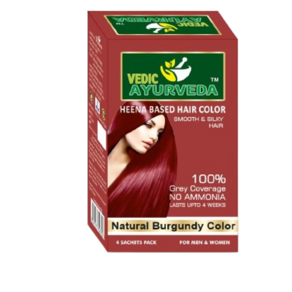 VedicAyurveda Natural Pure Henna Based Hair Color - Natural Burgundy - Dista