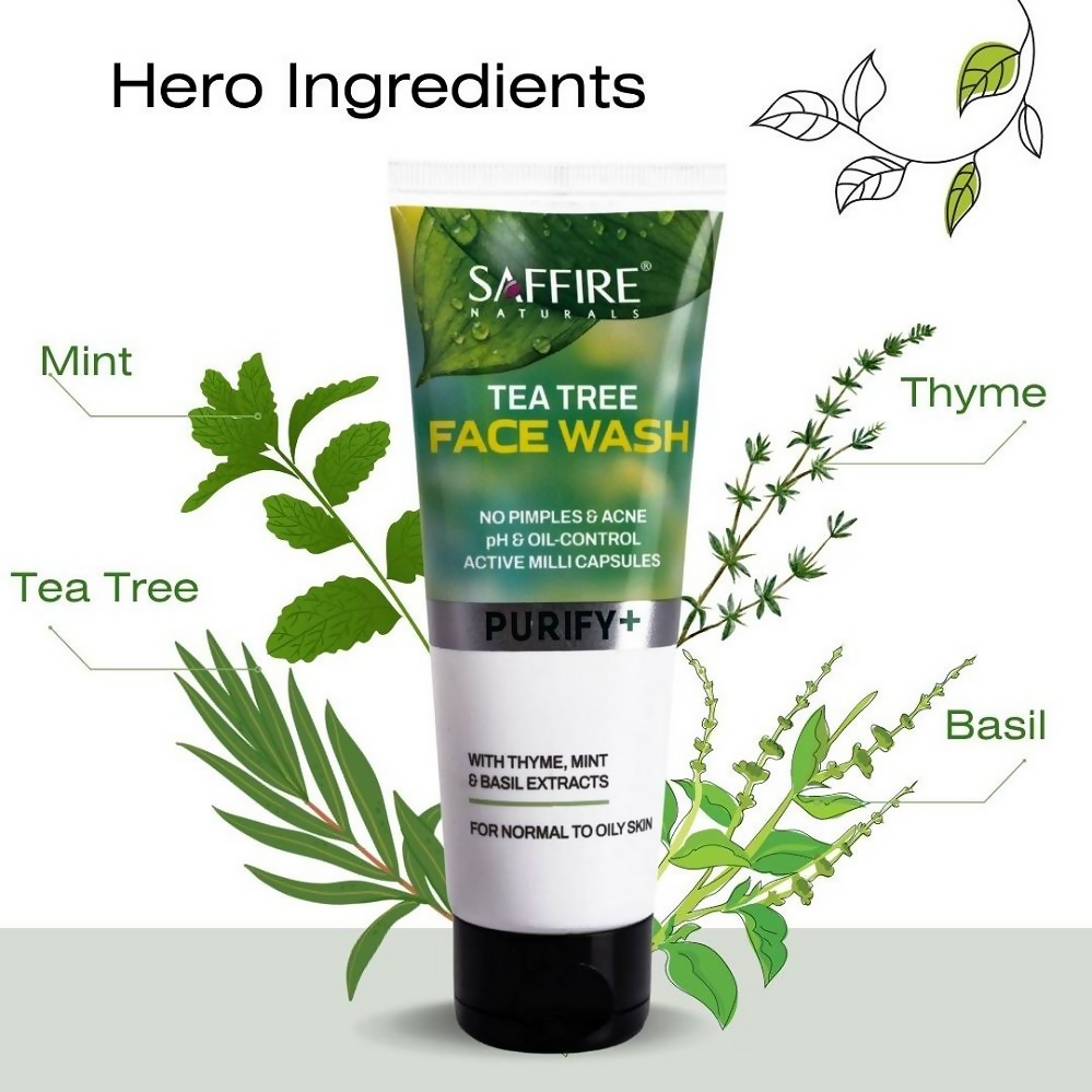Saffire Naturals Tea Tree Purifying & Cleansing Face Wash - Distacart