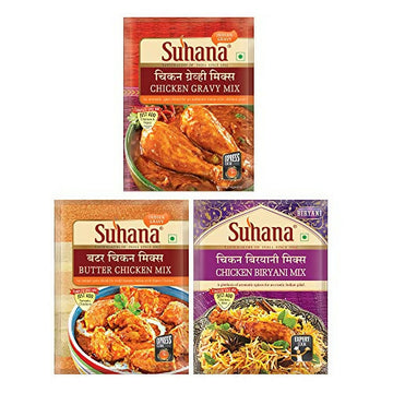 Suhana Spice Mixes - Chicken Gravy Mix, Butter Chicken Mix & Chicken Biryani Mix - Combo - Distacart