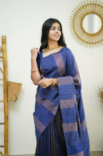 Thumbnail for Partywear Designer Blue Banarasi Silk Fancy Saree - Starwalk - Distacart