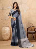 Thumbnail for Astita Denim Grey Linen Saree