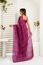 Thumbnail for Vastranavya Magenta Digital Printed Linen Ready To Wear Designer Saree with Unstitched Blouse - Distacart