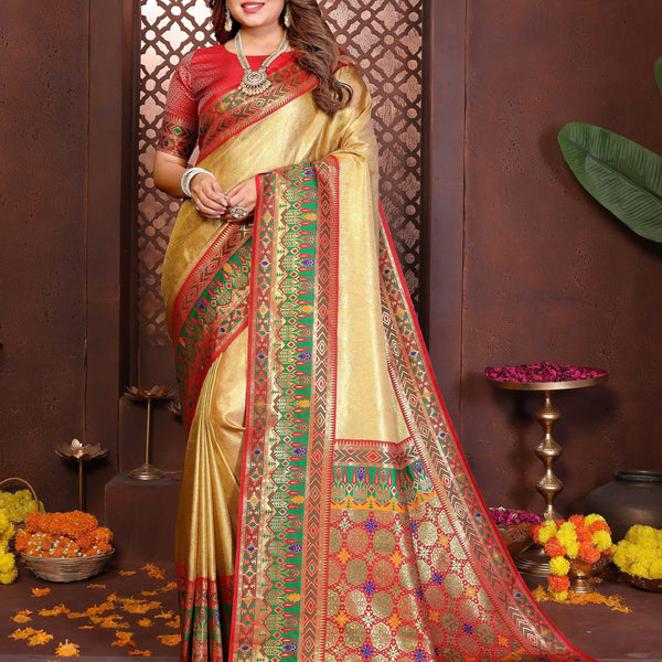Aastha Fashion Gold Tissue Silk Weaving Saree - Distacart
