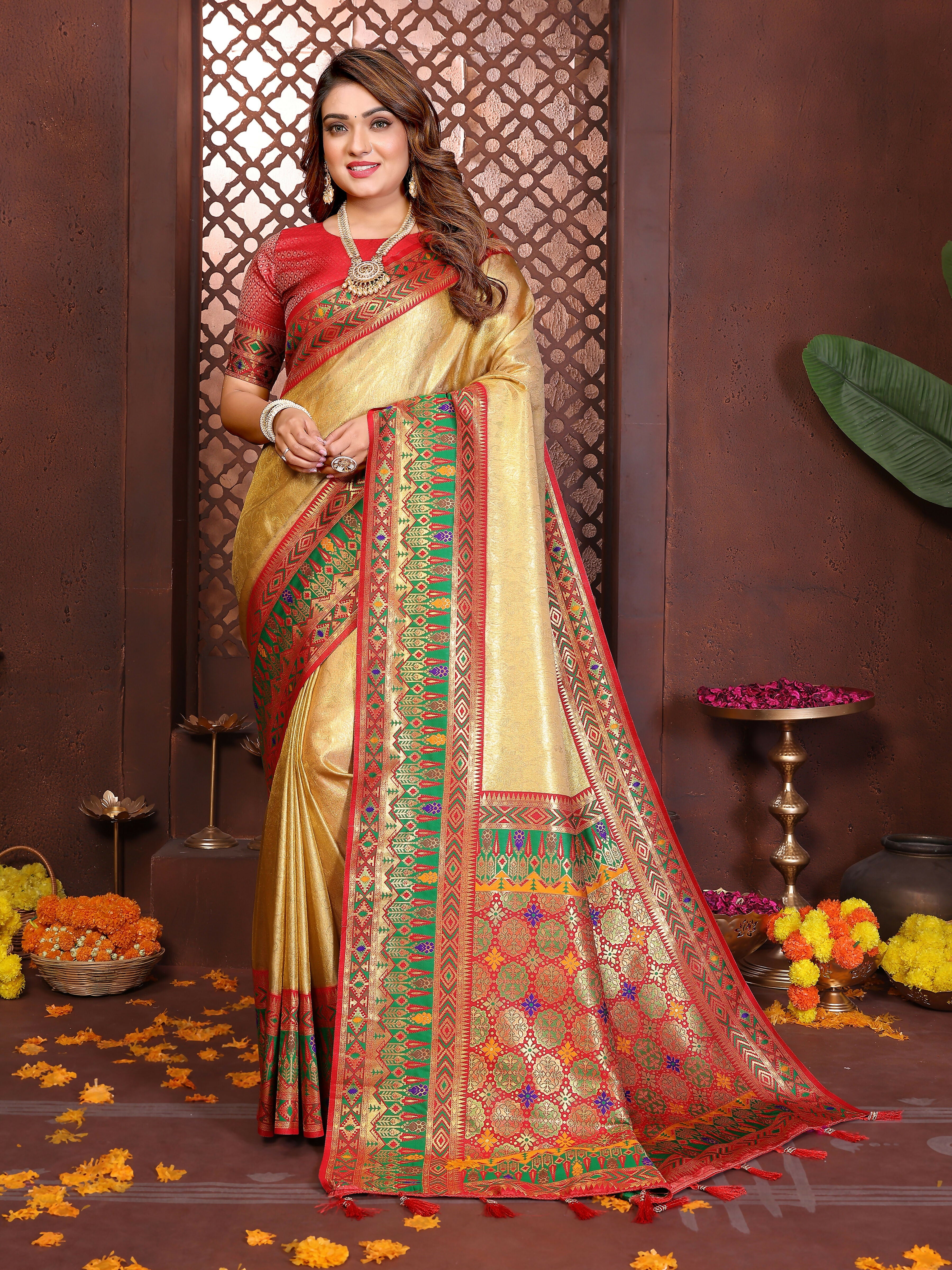 Aastha Fashion Gold Tissue Silk Weaving Saree - Distacart