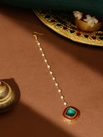 Thumbnail for Ruby Raang Green and Red Meenakari Kundan Maang tikka
