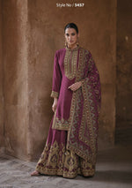 Thumbnail for Anaita Purple Silk Readymade Palazzo Suit with Swarovski Work - Distacart