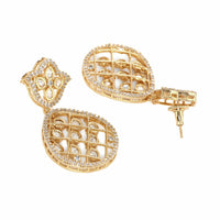 Thumbnail for Jhallar Kundan and Diamond Dangler Earrings (Gold) - Ruby Raang - Distacart