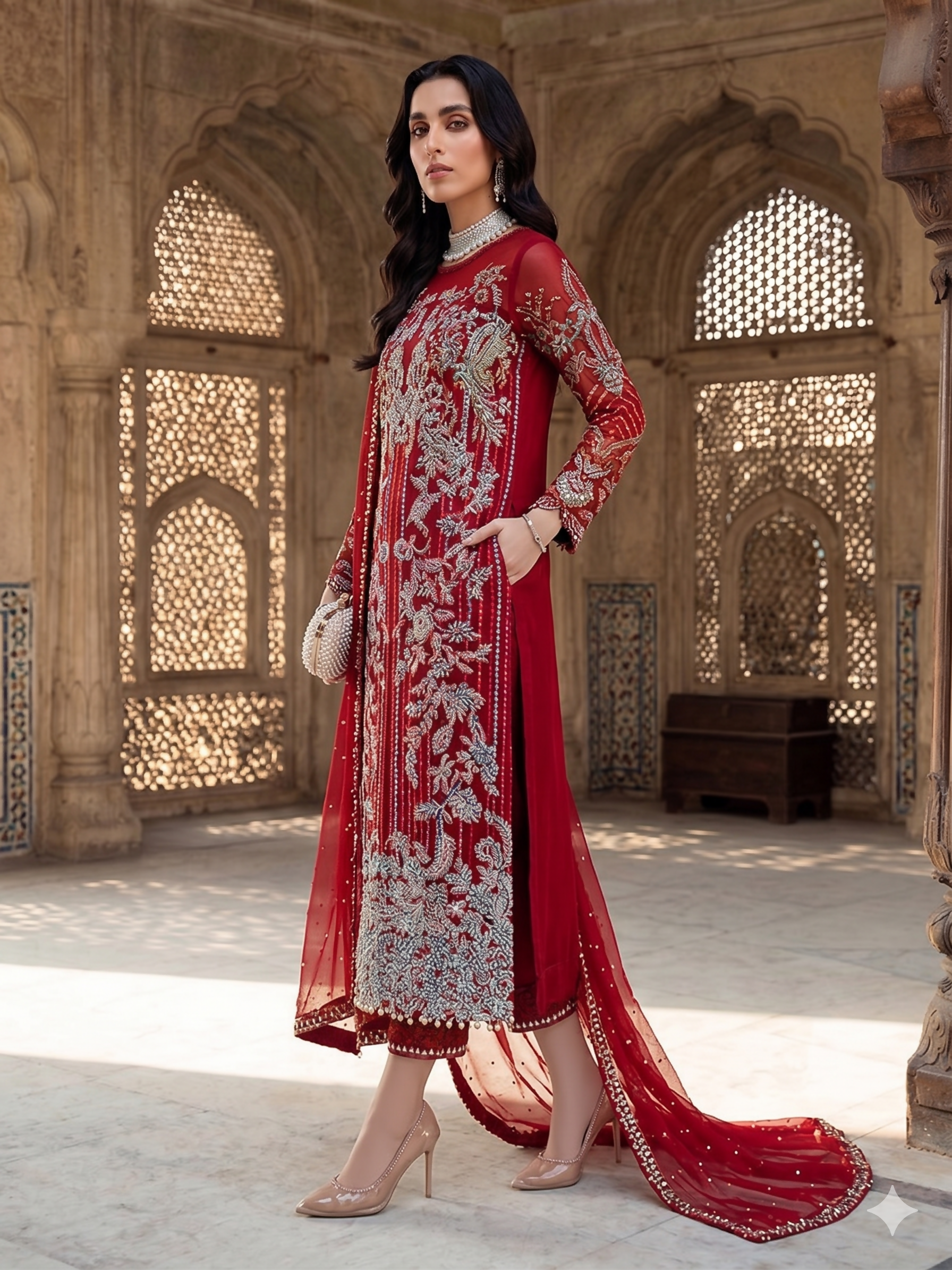 Teeya Creation Womens New Soft Net With Heavy Embroiedery With Sequence Work Kurta Set - Dista