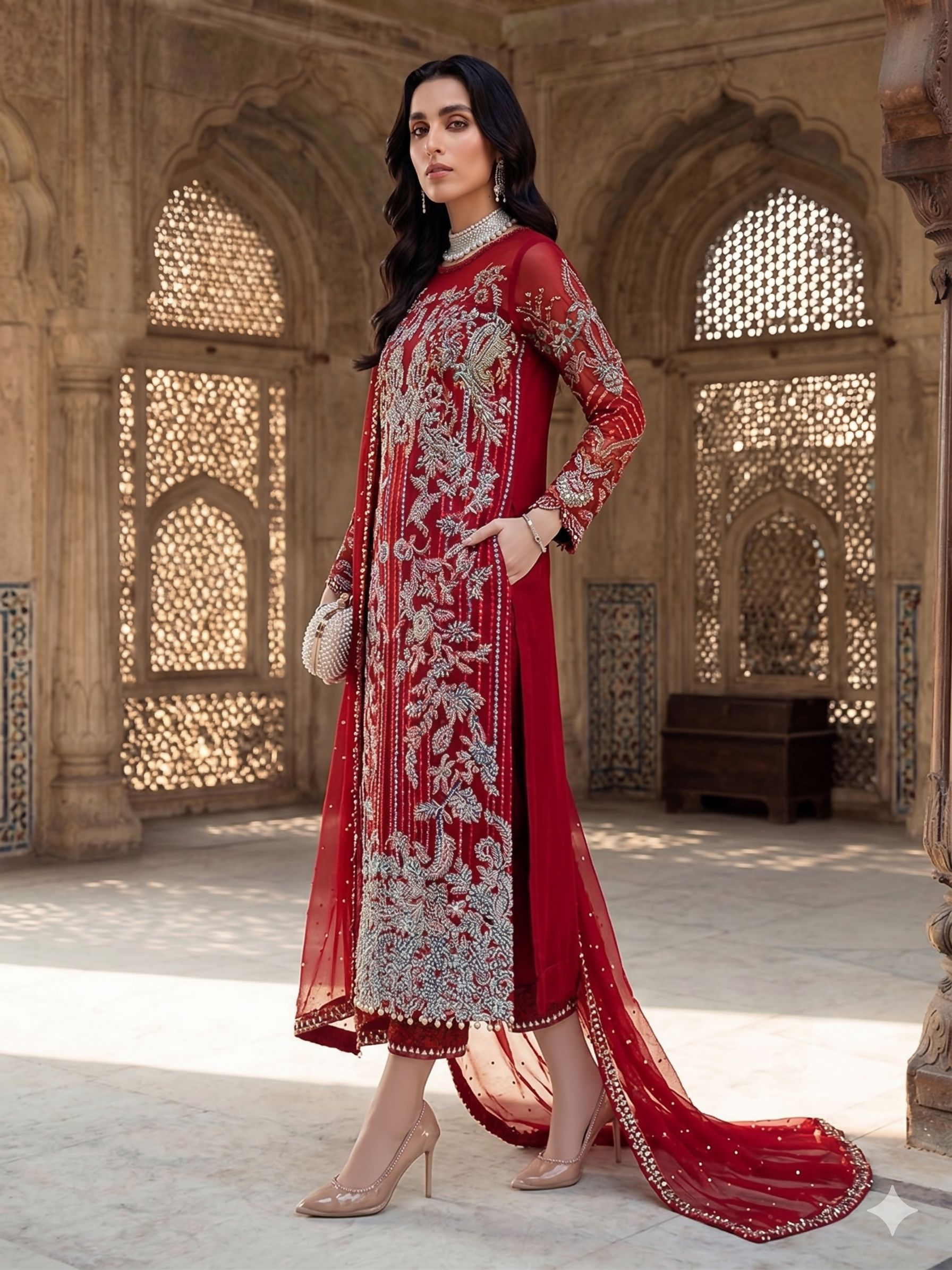 Teeya Creation Womens New Soft Net With Heavy Embroiedery With Sequence Work Kurta Set - Dista