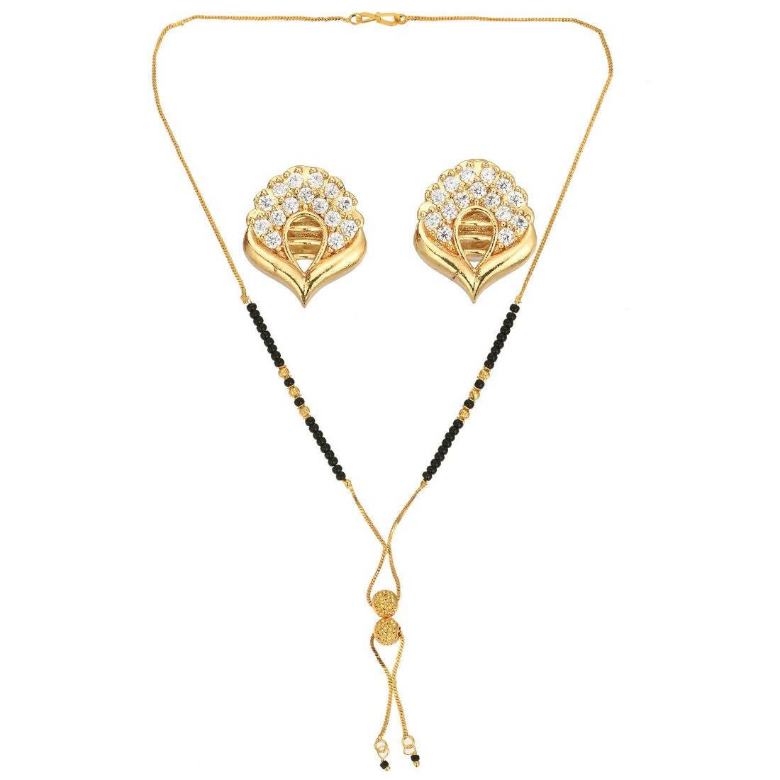 AanyaCentric Gold Plated Short Mangalsutra Set with Earrings - Distacart