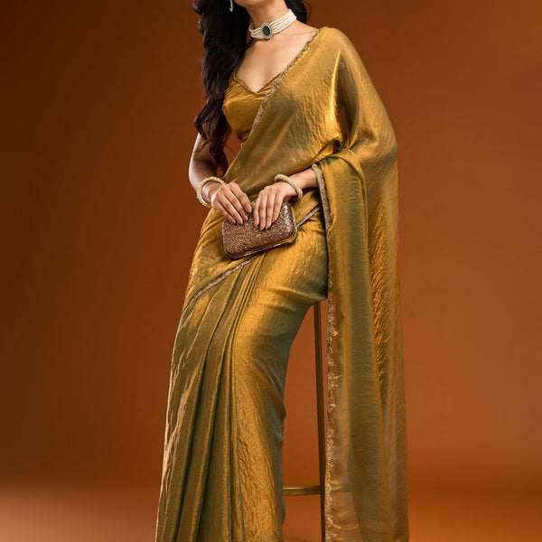 kasee Solid Beads and Stones Saree - Distacart
