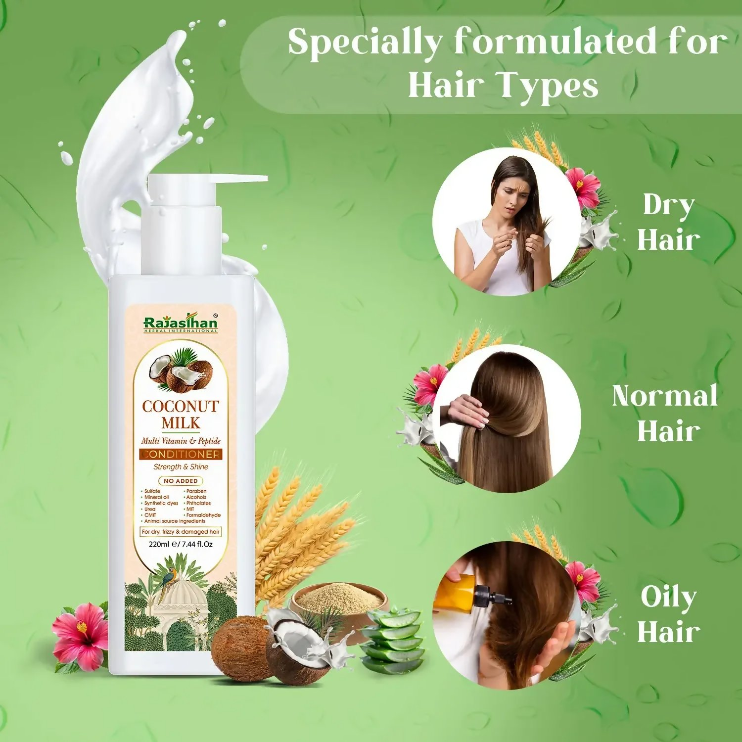Rajasthan Herbals Coconut Milk Multi Vitamin & Peptide Conditioner - Distacart