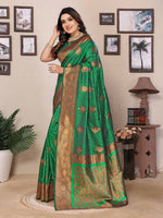 Thumbnail for Joban Fashion Banarasi Green Woven Soft Silk Saree