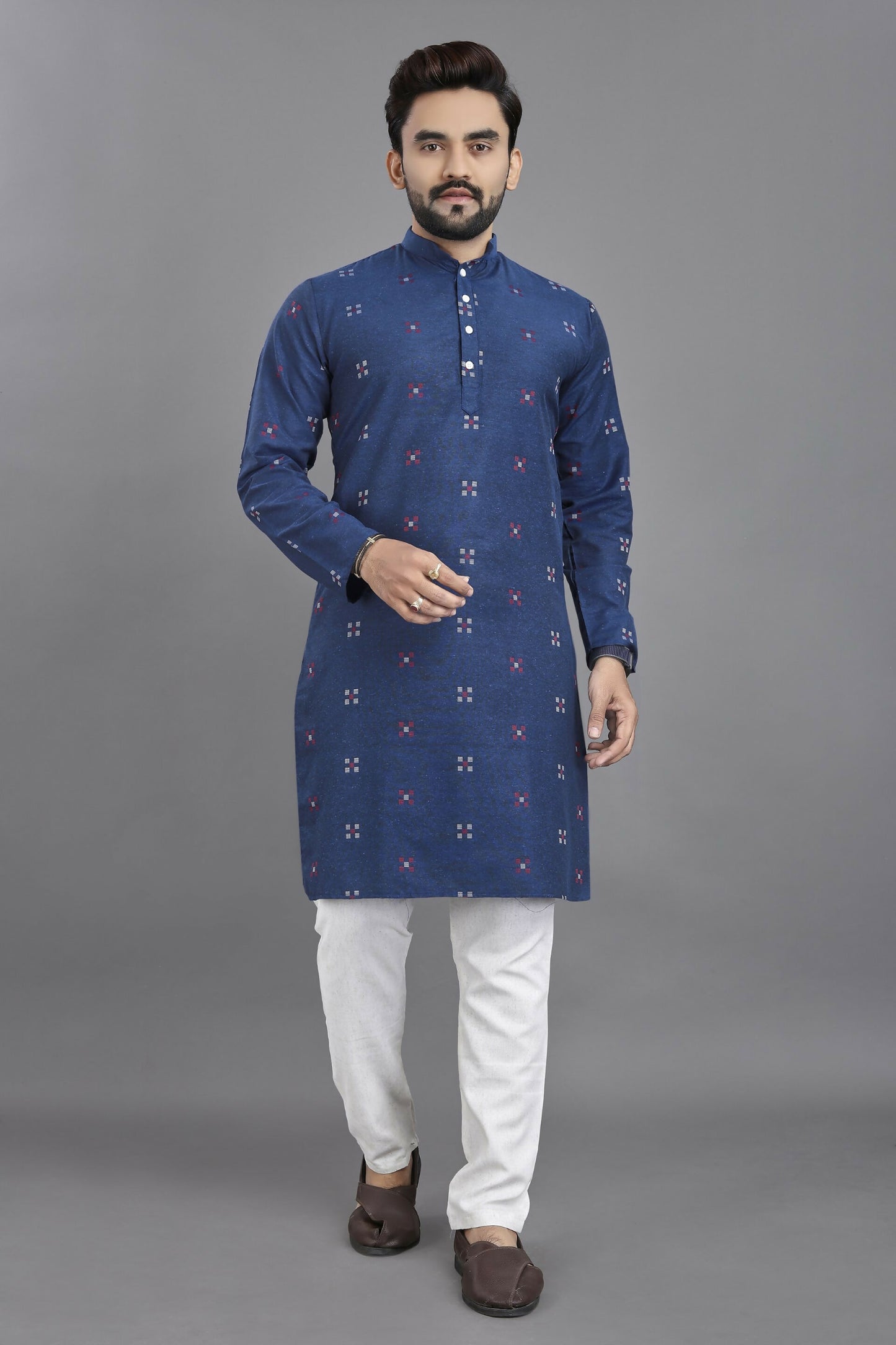Anaita Teal Weaving Linen Cotton Straight Kurta - Distacart