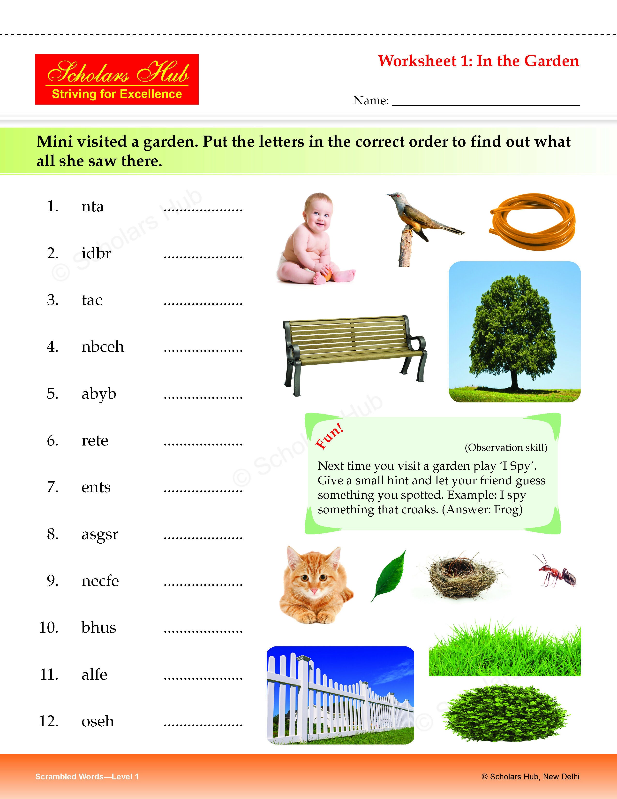 Step By Step Skills Scrambled Words-1(Tearble Colourful Worksheets) - Dista