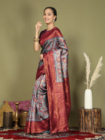 Thumbnail for Astita Lichi Silk Teal Saree