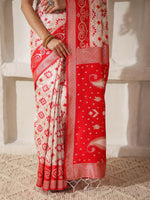 Thumbnail for Astita Linen Cotton Red & White Saree