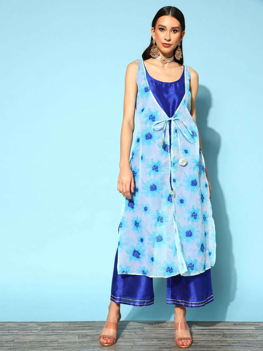 Ahalyaa Womens Royal Blue Poly Silk Printed Jumpsuit - Distacart