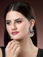 Thumbnail for NVR Women's Silver-Plated Artificial Stones and Beads Radha Krishna Drop Earrings - Distacart