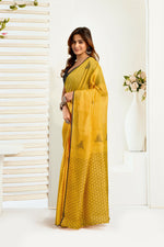 Thumbnail for Vastranavya Mustard Digital Printed Linen Ready To Wear Designer Saree with Unstitched Blouse - Distacart