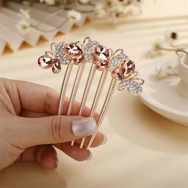 Joban Fashion Rose Gold Metal Flower Hair Comb Hairpin - Distacart