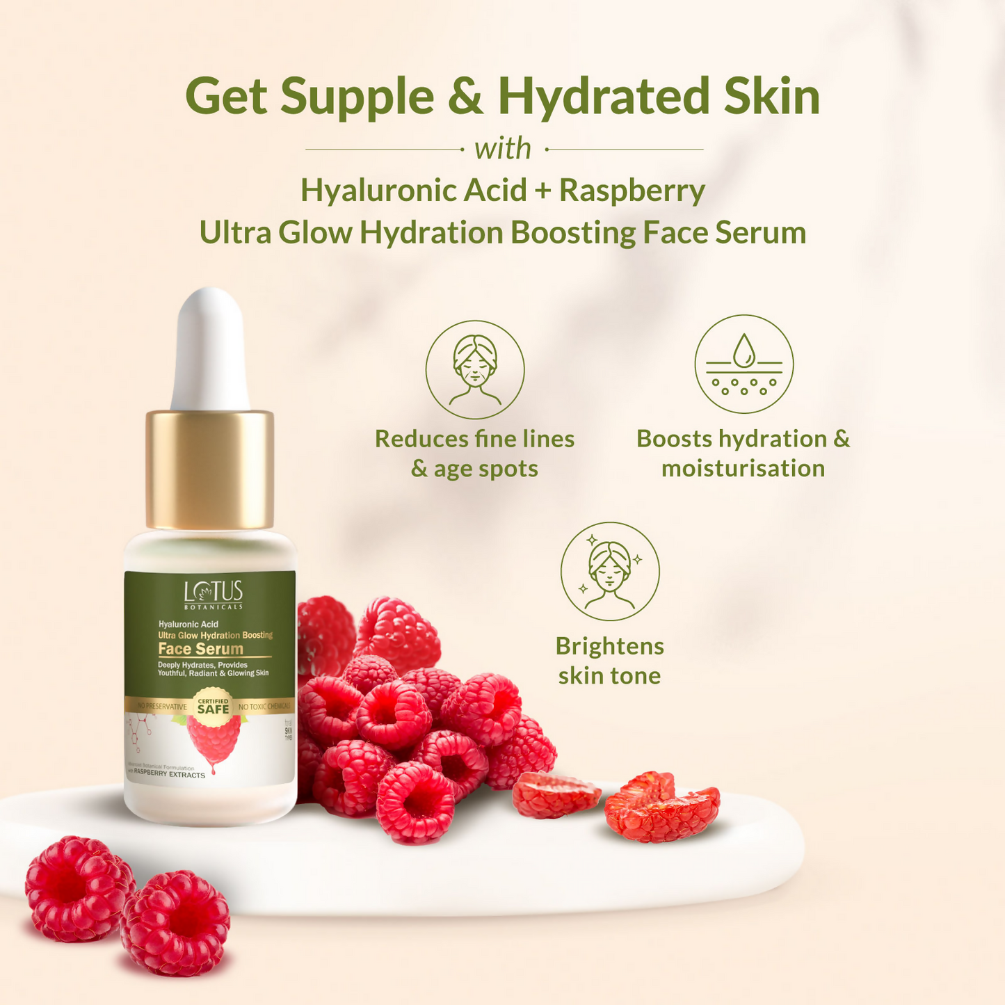 Lotus Botanicals Hyaluronic Acid & Raspberry Ultra Glow & Hydration Boosting Serum - Distacart