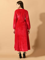 Thumbnail for Myshka Women's Pink Fit and Flare Party Dress - Distacart