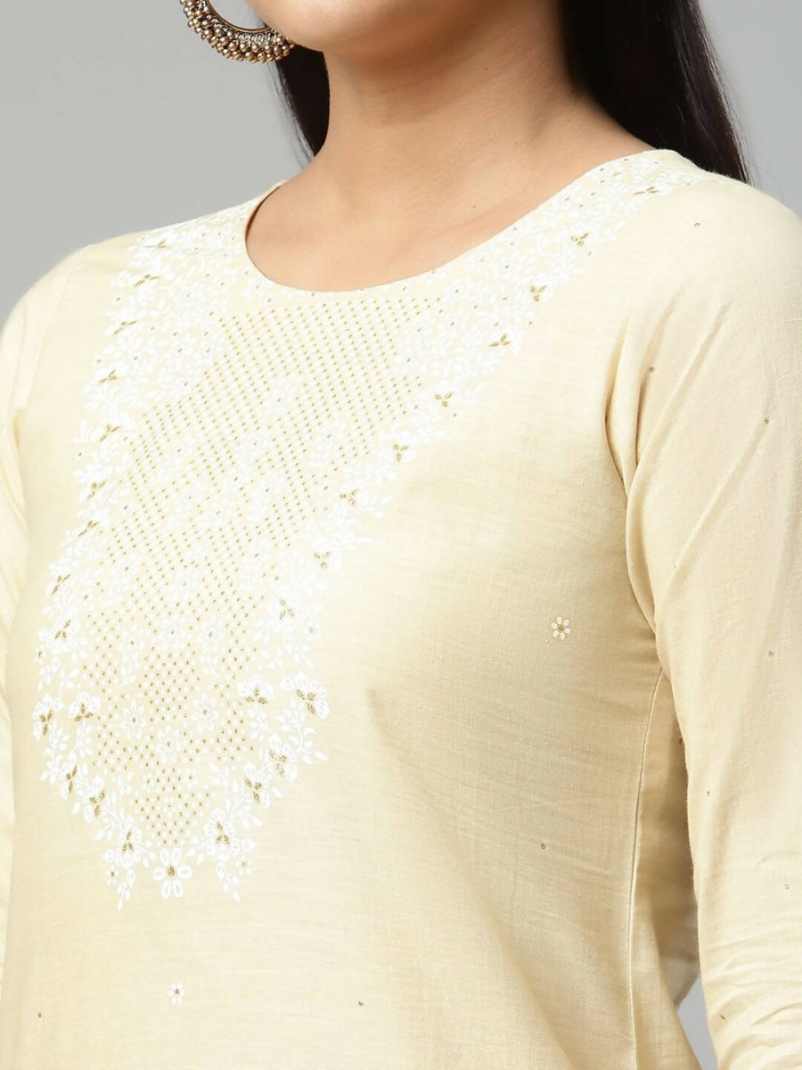 Ahalyaa Womens Chiku Pure Cotton Printed Kurta Palazzo Set - Distacart