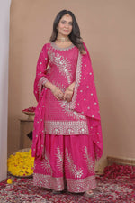 Thumbnail for Teeya Creation Pink Color Natural Crepe Silk Wedding Wear Trending Salwar Suit - Distacart
