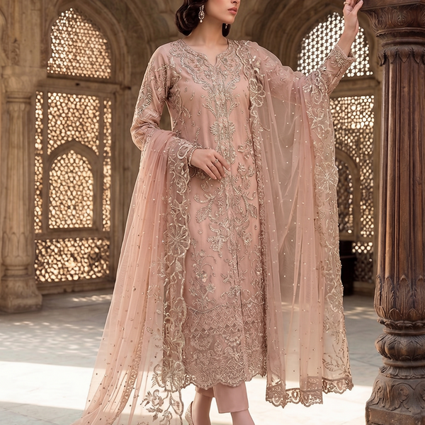 Teeya Creation Womens New Net With Heavy Embroiedery With Sequence Work Kurta Set - Dista